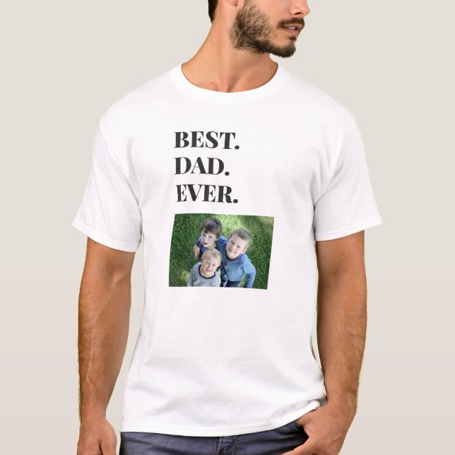 Birthday Best Dad Ever Kids Photo Modern T-Shirt (Front)