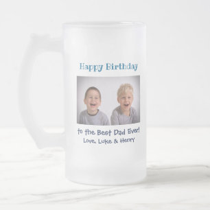 Birthday Best Dad Ever Photo Frosted Glass Beer Mug