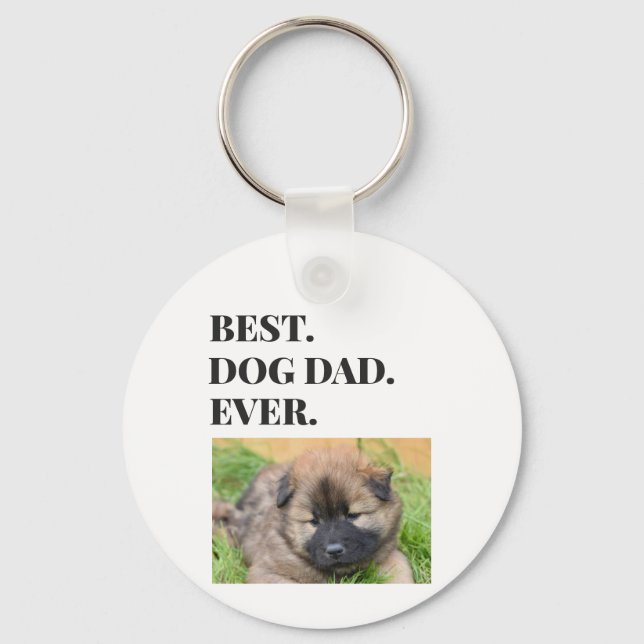 Birthday Best Dog Dad Ever Photo Key Ring (Front)