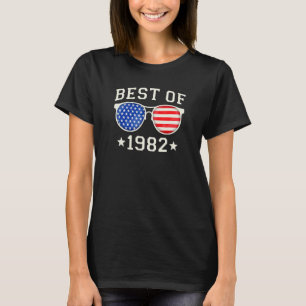 Birthday Best Of 1982 Vintage Sunglasses USA Flag T-Shirt