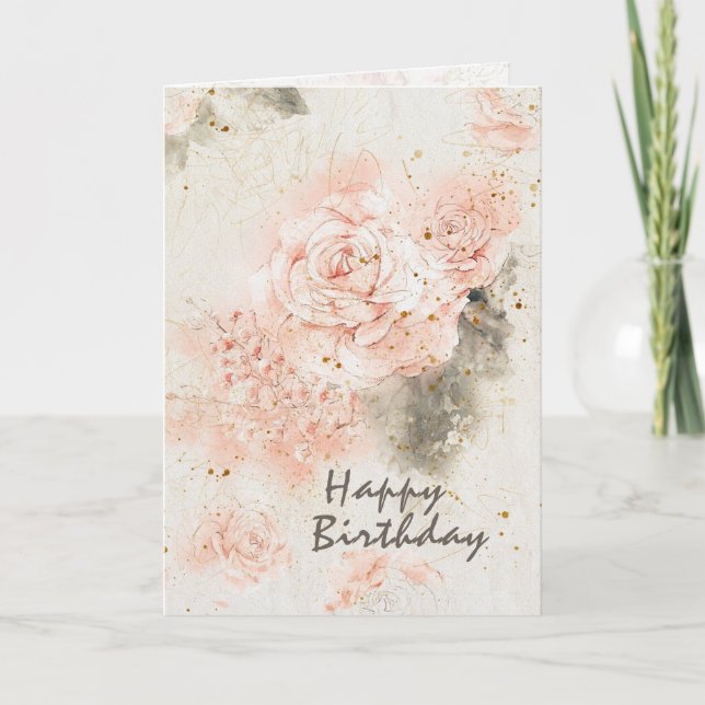 Birthday Bible "In His Presence" Pink Roses Card (Front)