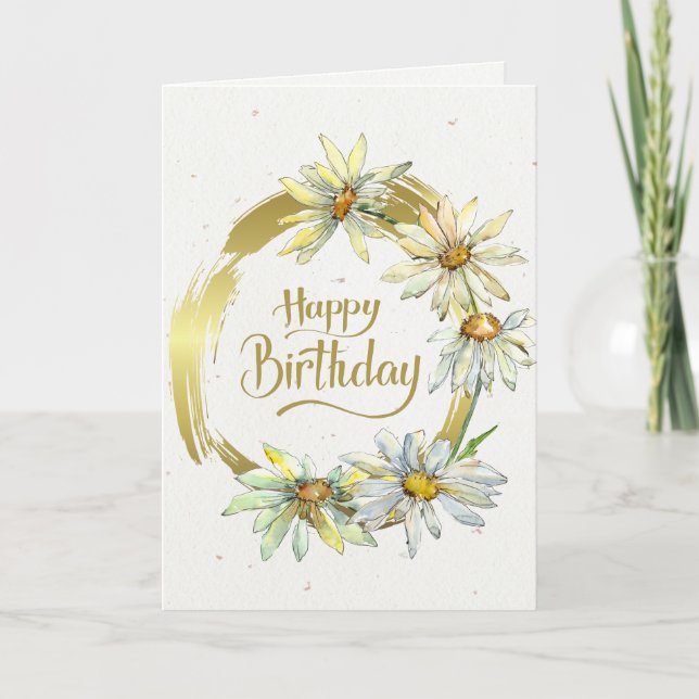 Birthday Bible Verse Gold Frame Daisies Card (Front)