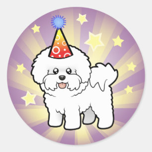 Birthday Bichon Frise Classic Round Sticker
