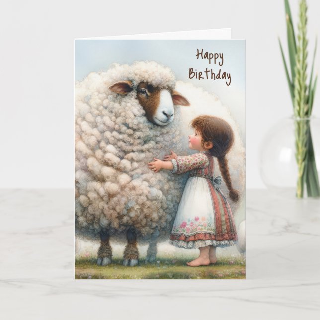 Birthday Big Ewe Watercolor Card (Front)