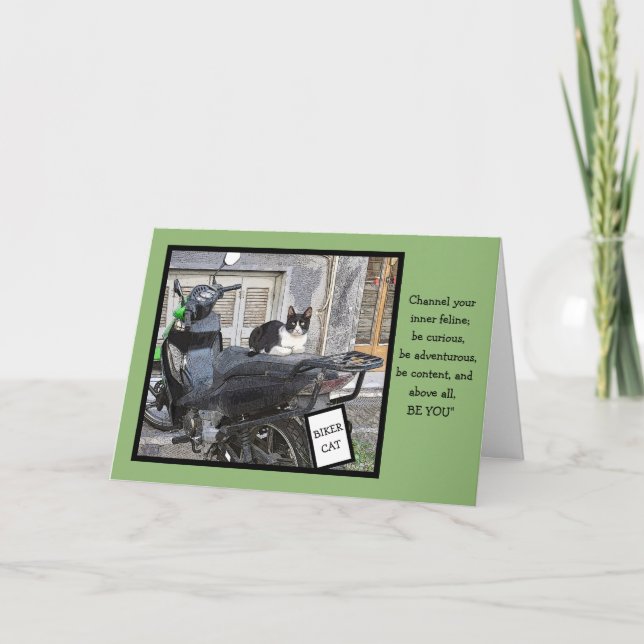 BIRTHDAY/BIKER CAT/CUSTOMIZABLE ANNOUNCEMENT (Front)