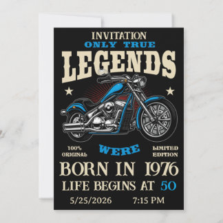 Birthday Biker Motorcycle Chopper Personalizable Invitation