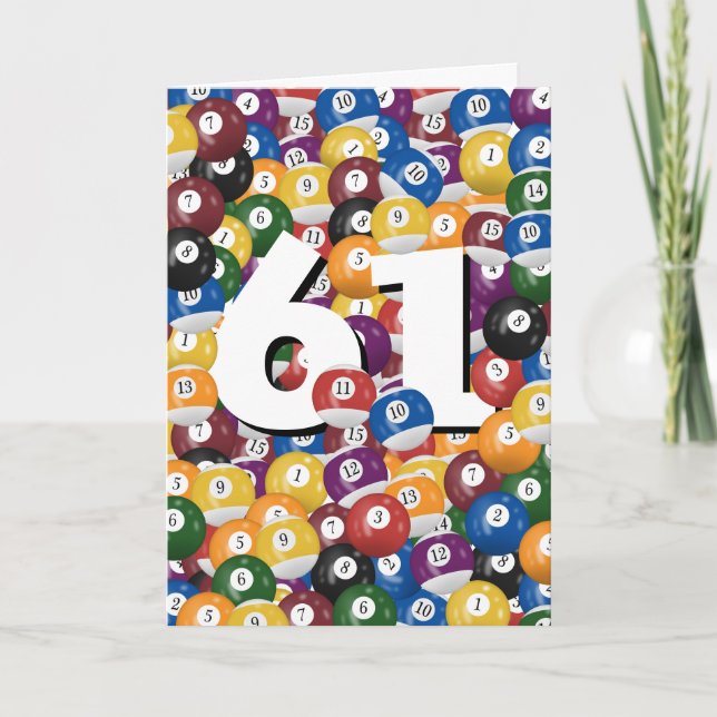 Birthday Billiard Balls For 61st Birthday Card (Front)