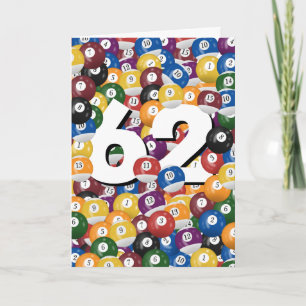 Birthday Billiard Balls For 62nd Birthday Card
