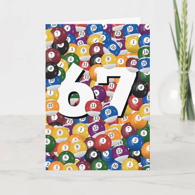 Birthday Billiard Balls For 67th Birthday Card (Front)