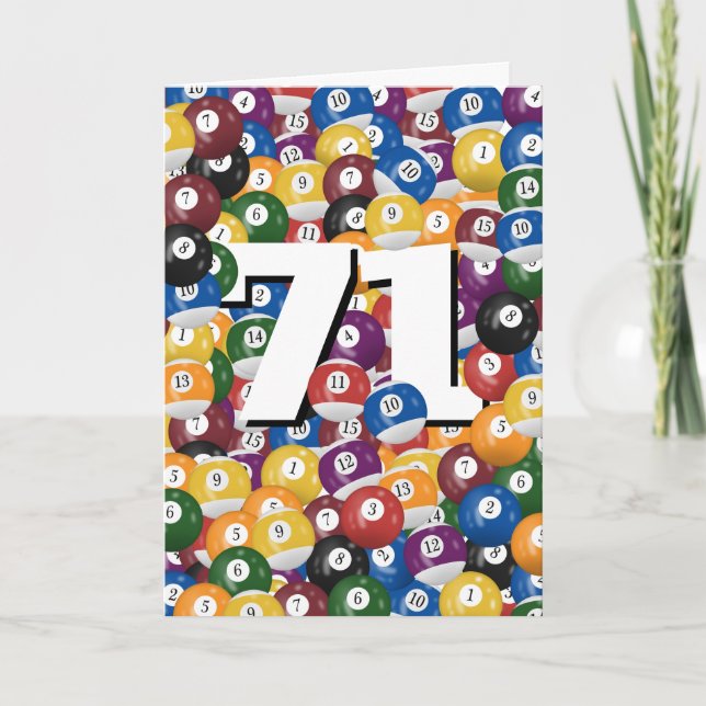 Birthday Billiard Balls For 71st Birthday Card (Front)