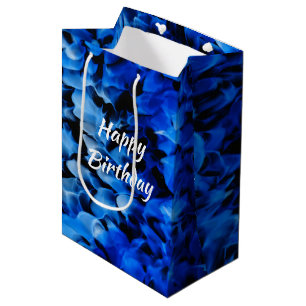Birthday Black and Blue Abstract Medium Gift Bag