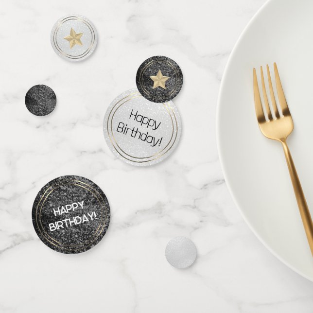 Birthday Black and White Glitter Confetti (Group)