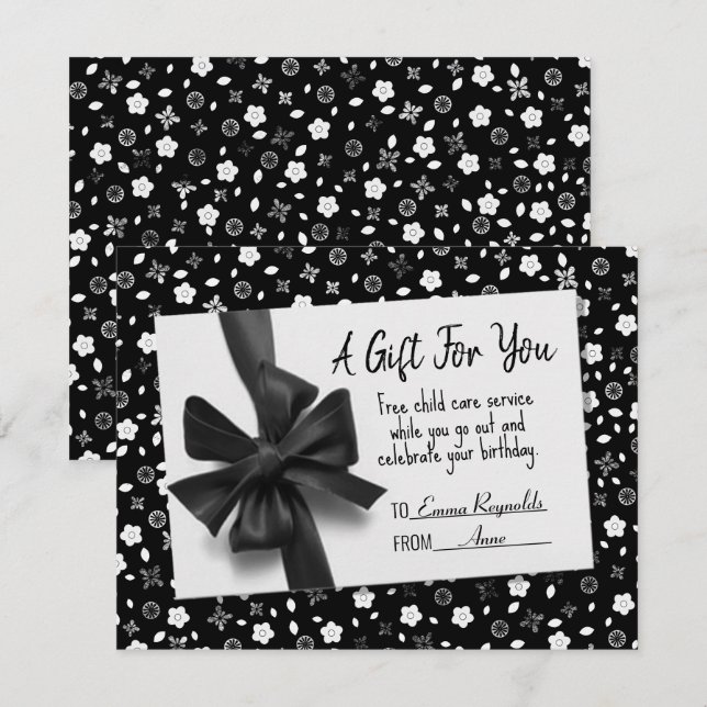 Birthday Black Bow Gift Card (Front/Back)
