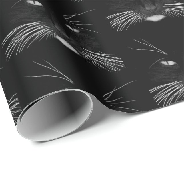 Birthday Black Cat Face Wrapping Paper (Roll Corner)
