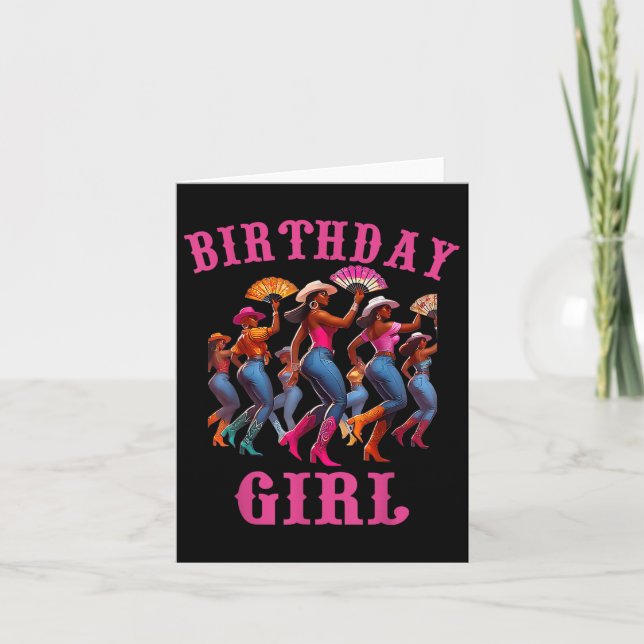 Birthday Black Cowgirl Western  Card (Front)