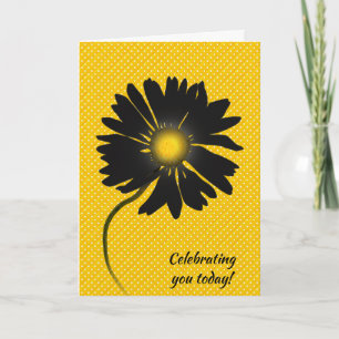 Birthday Black Daisy On Polka Dots Card