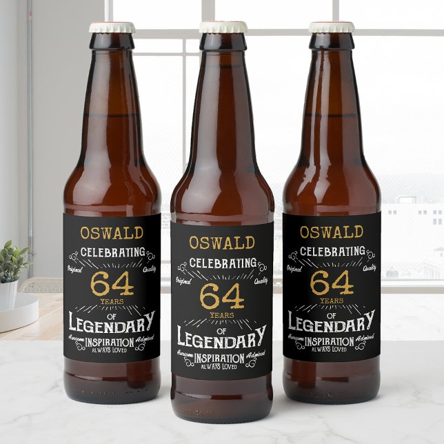 Birthday Black Gold Beer Bottle Label (Black and gold birthday beer bottle labels. Add name and age for a unique touch.)