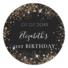 Birthday black gold glitter dust name date