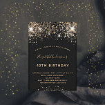 Birthday black gold glitter sparkle luxury<br><div class="desc">A modern,  stylish and glamorous invitation for a 40th (or any age) birthday party.  A black background decorated with faux glitter and sparkle. The name is written with a modern golden colored hand lettered style script.  Personalize and add your party details.</div>