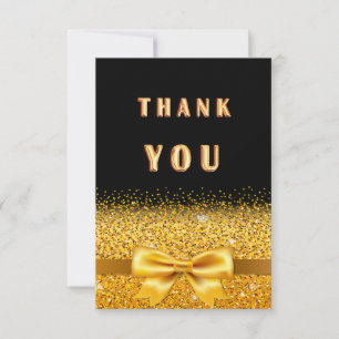 Birthday black gold sparkle elegant luxurious than thank you card