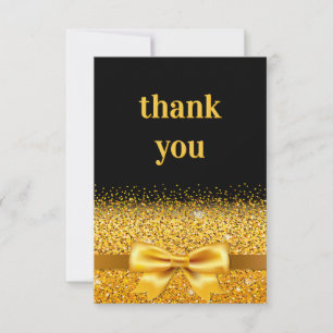 Birthday black gold sparkle elegant luxurious thank you card
