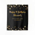 Birthday Black Gold Stars Personalised Your Colour