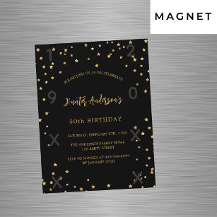 Birthday black gold stars years luxury magnetic invitation