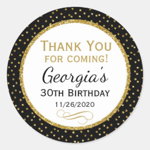 Birthday Black Gold Thank You Favour Tags