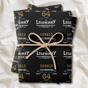 Birthday Black Gold Wrapping Paper Sheet