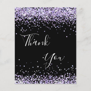 Birthday black lavender thank you card