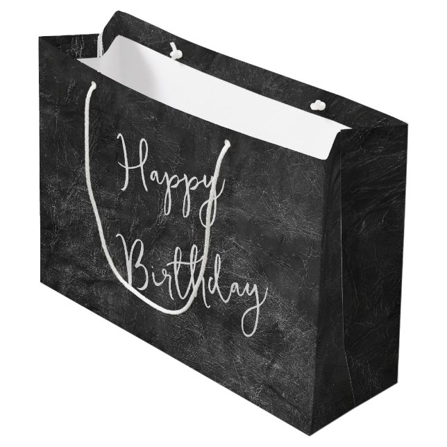 Birthday Black Leather Abstract Large Gift Bag (Front Angled)