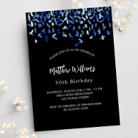 Birthday black navy blue confetti luxury
