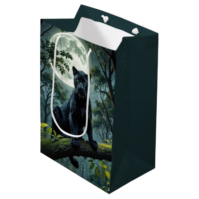 Birthday Black Panther In Moonlight Medium Gift Bag (Front Angled)