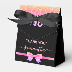 Birthday black pink gold drips thank you favour box