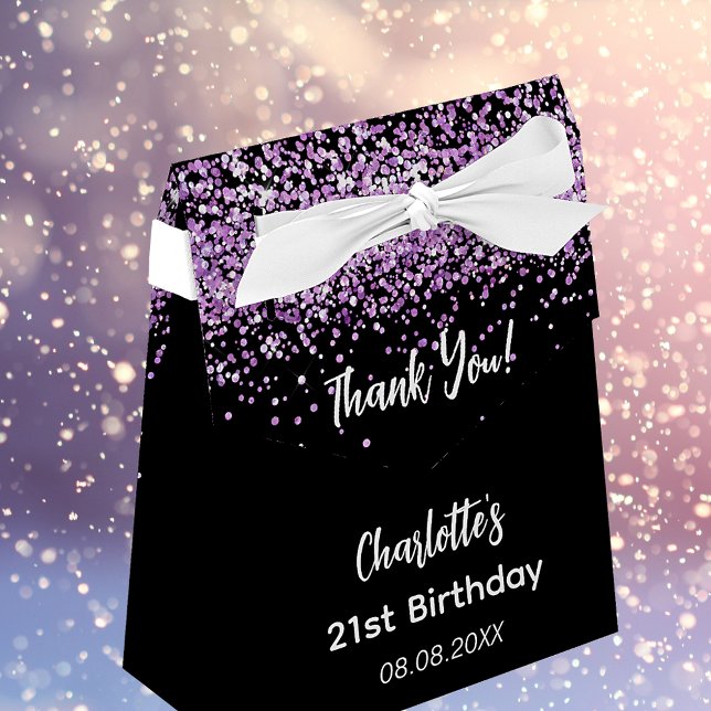 Birthday black purple glitter name thank you favour box (Creator Uploaded)