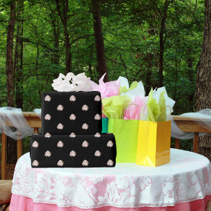 Birthday black rose gold balloons wrapping paper