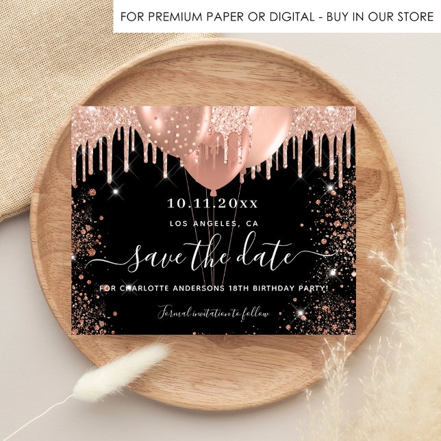 Birthday black rose gold budget save the date flyer (Creator Uploaded)