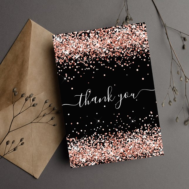Birthday black rose gold glitter dust thank you (Creator Uploaded)