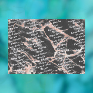 Birthday Black/Rose Gold Marble Gift Bag Stuffing Tissue Paper