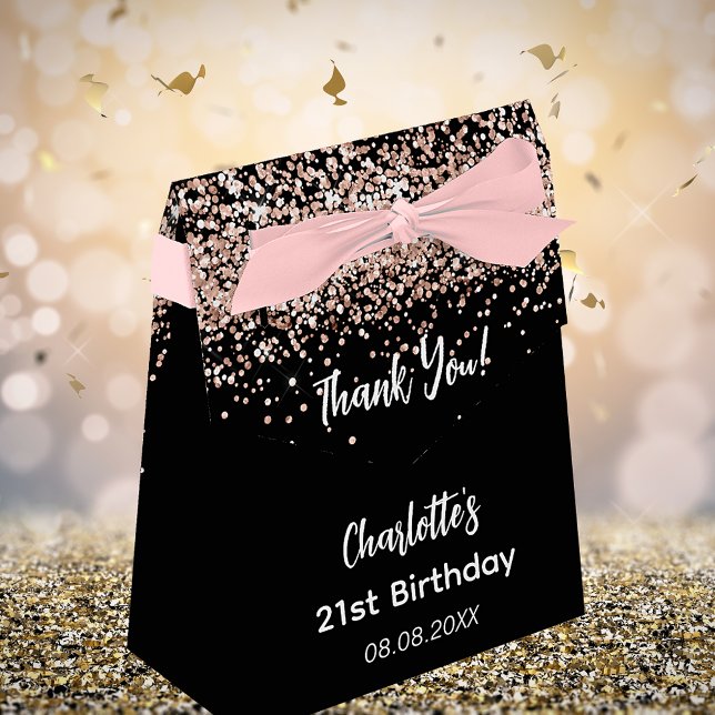 Birthday black rose gold thank you favour box (Creator Uploaded)
