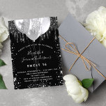 Birthday black silver glitter balloons twins invitation<br><div class="desc">For an elegant Sweet 16 (or any age) birthday.  A stylish black background. Decorated with purple faux glitter and balloons.  Personalise and add names,  age and party details. The names are written with a hand lettered style script</div>