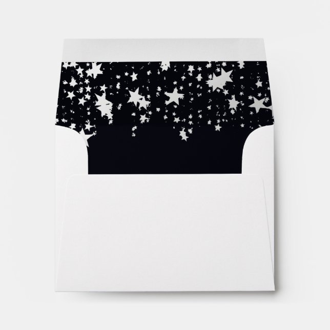 Birthday black silver stars envelope (Back (Bottom))