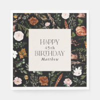 Birthday black terracotta floral modern botanical