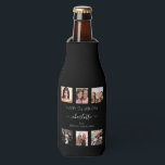 Birthday black white friends photo bottle cooler<br><div class="desc">A gift from friends for a woman's 21st birthday, celebrating her life with a collage of 6 of your high quality photos of her, her friends, family, interest or pets. Personalise and add her name, age 21 and your names. White text. A chic, classic black background colour. Her name is...</div>