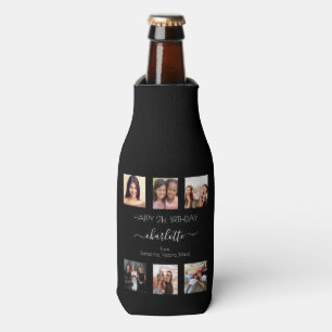 Birthday black white friends photo bottle cooler