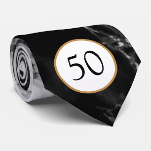 Birthday Black White Marble Anniversary Neck Tie