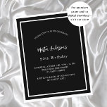 Birthday black white minimalist budget invitation<br><div class="desc">A modern,  elegant and invitation.  A black background decorated with white frames.  Personalise and add a name and details. White text. 

1 sheet = 1 invitation printed edge to edge.</div>