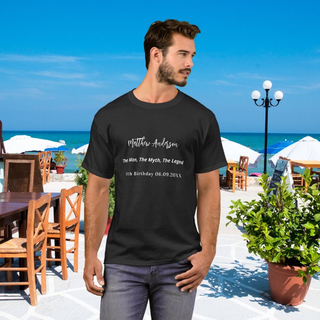 Birthday black white photo collage man myth legend T-Shirt (Creator Uploaded)