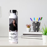 Birthday black white photo man myth legend water bottle<br><div class="desc">Personalise and add your own photo of the birthday boy/man.  The text: The name in black with a modern hand lettered style script. Personalise and add a name,  age 40 and a text.  Text: The Man,  The Myth,  The Legend.</div>