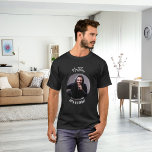 Birthday black white photo man  T-Shirt<br><div class="desc">Personalise and add a photo into the circular frame. Add a name and age.</div>